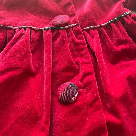 NWT Blueberi Boulevard Toddler Red Velvet Dress Plaid Button Details Size 2T - Picture 5 of 8